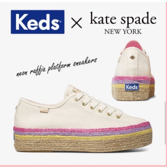 Kate Spade Raffia Platform Keds - Picture 2 of 5
